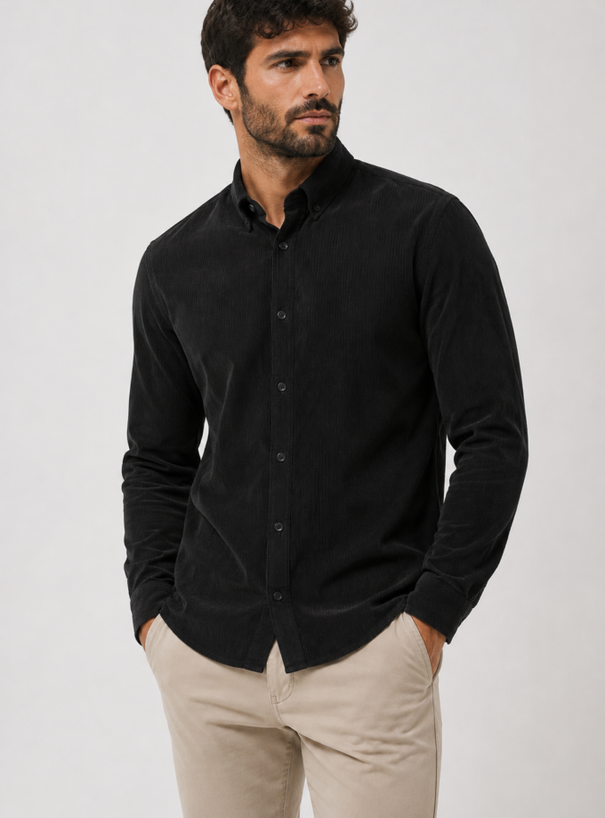 CORDUROY SHIRT- BLACK