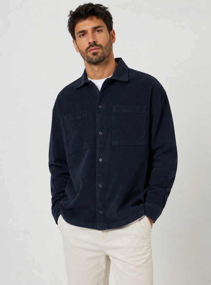 CORDUROY SHIRT- DARK BLUE
