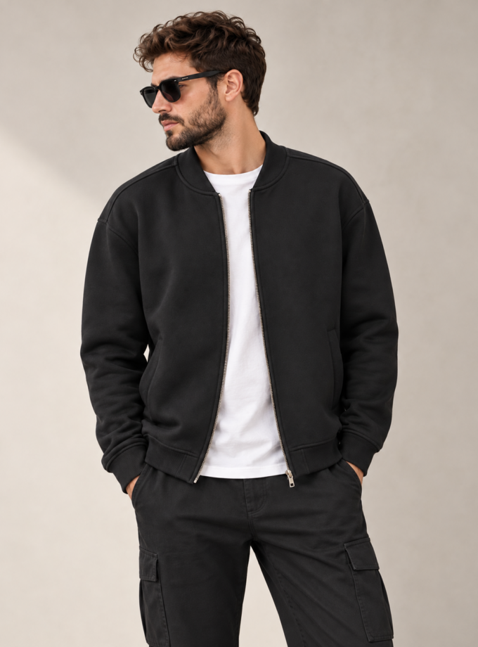 ZIP-UP SWEATSHIRT - BLACK