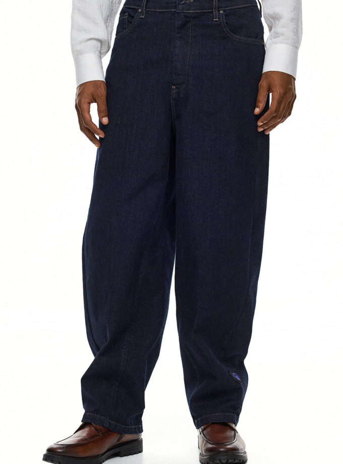 RAW WASH WIDE LEG DENIM - DARK BLUE