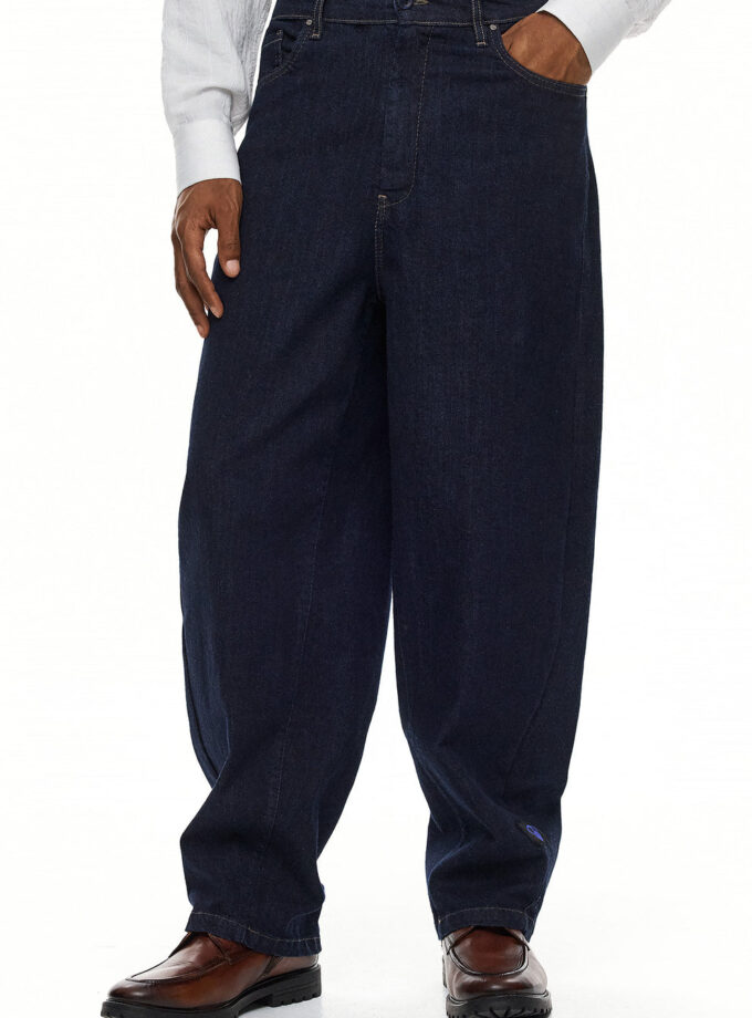 RAW WASH WIDE LEG DENIM - DARK BLUE