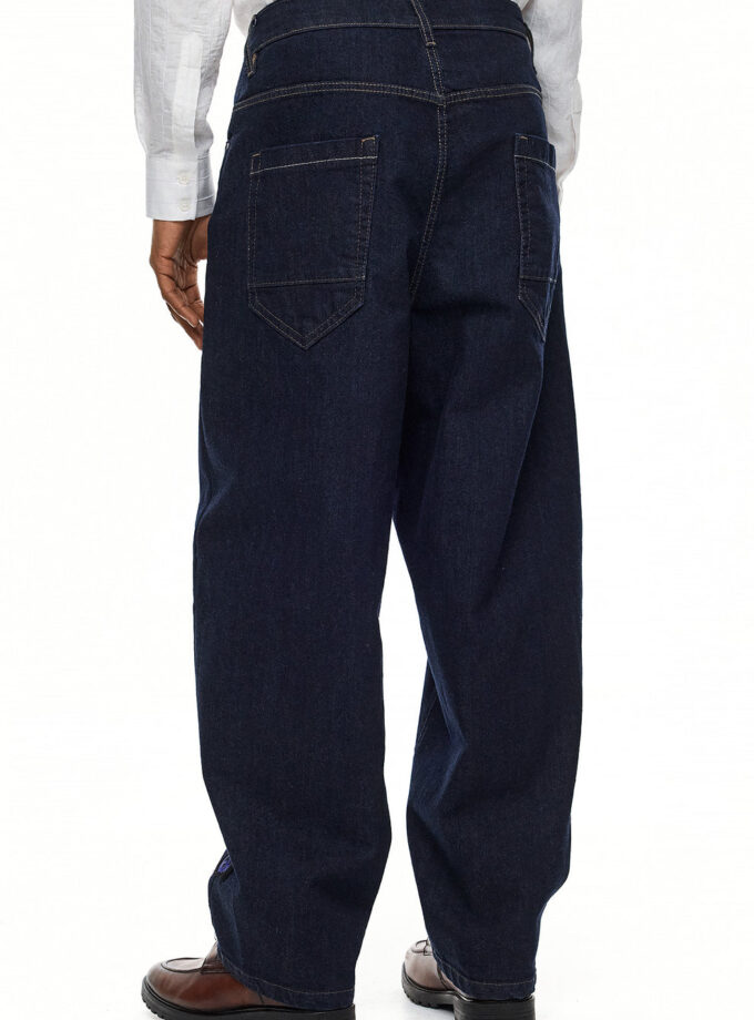 RAW WASH WIDE LEG DENIM - DARK BLUE